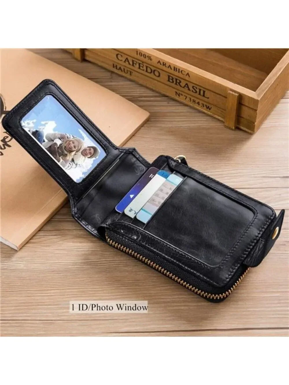 Mens Leather Wallet RFID Blocking Large Capacity Card Case ID Window Coin Pocket